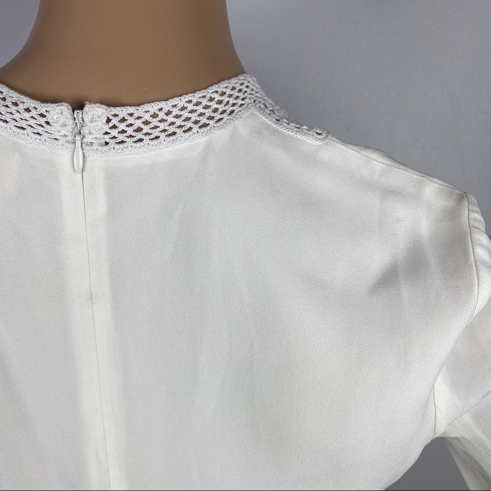 NEW A.L.C. WHITE CROCHET INSET SHIFT MINI DRESS - Picture 8 of 9